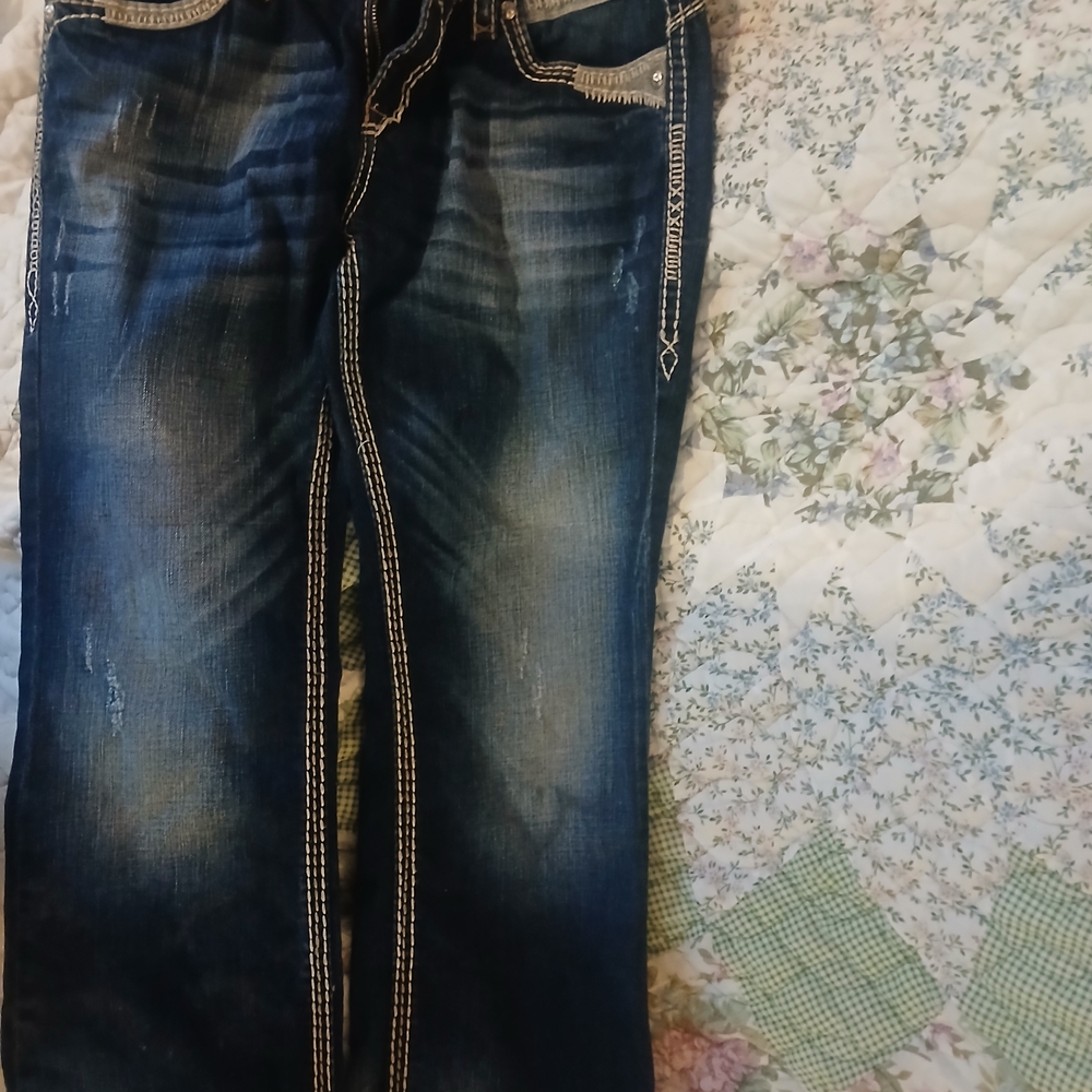 Rock Revival Denim Jeans with Orange Stitching